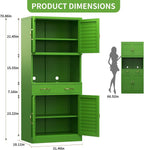 Metal Kitchen Pantry Cabinet – Army Green, Adjustable Shelves, Rust-Resistant Finish