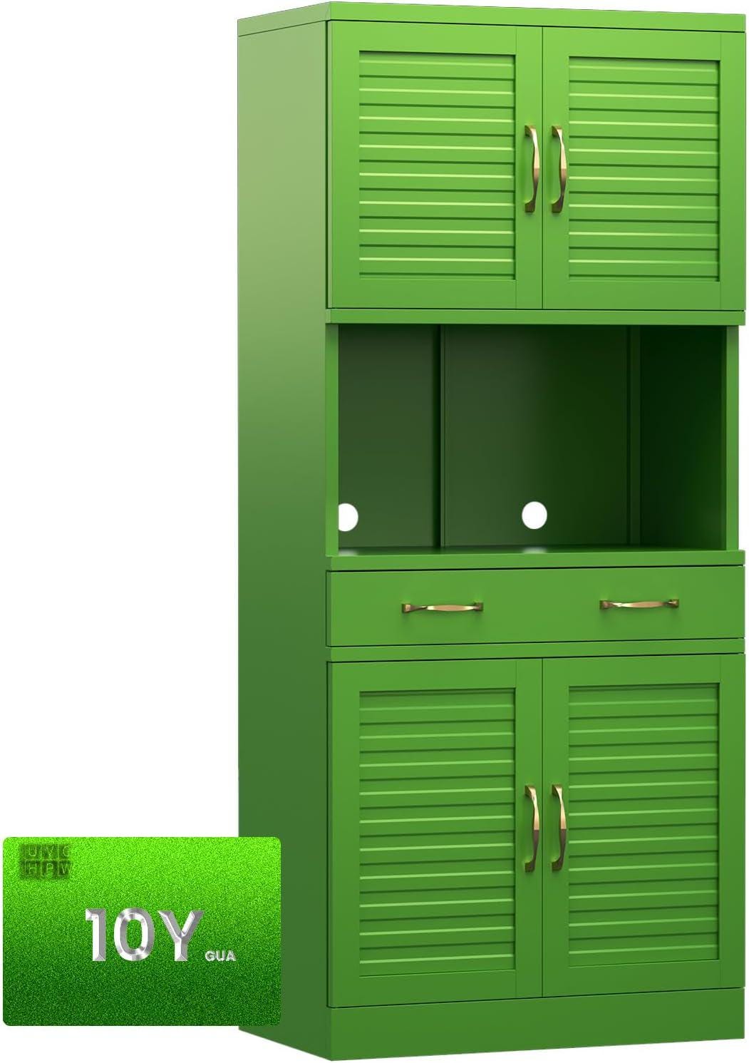 Metal Kitchen Pantry Cabinet – Army Green, Adjustable Shelves, Rust-Resistant Finish