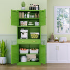 Metal Kitchen Pantry Cabinet – Army Green, Adjustable Shelves, Rust-Resistant Finish