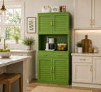 Metal Kitchen Pantry Cabinet – Army Green, Adjustable Shelves, Rust-Resistant Finish