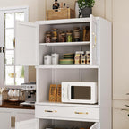 Tall Metal Pantry Cabinet with Adjustable Shelves & Quiet Magnetic Doors - Freestanding Storage Locker