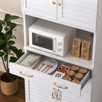 Tall Metal Pantry Cabinet with Adjustable Shelves & Quiet Magnetic Doors - Freestanding Storage Locker