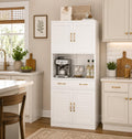 Tall Metal Pantry Cabinet with Adjustable Shelves & Quiet Magnetic Doors - Freestanding Storage Locker