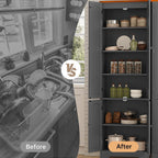 Grey Tall Pantry Cabinet, 4 Doors, Adjustable Shelves, Modern Storage Solution