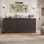 Farmhouse Sideboard Buffet Cabinet, 71" Wide Storage, Dark Brown Engineered Wood