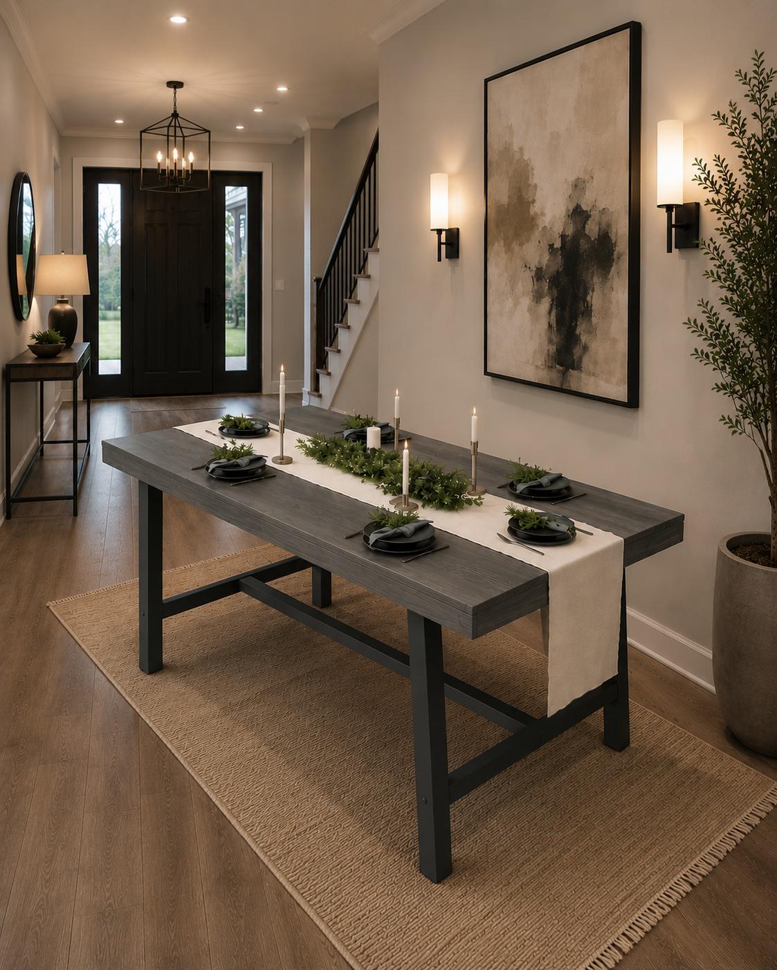 70.87" Long Industrial Dining Table for 6-8 People Large Kitchen Table with Sturdy Metal Frame Rectangular Customized