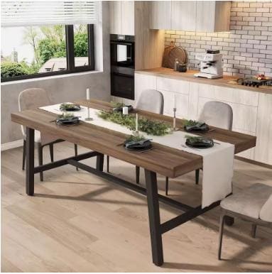 70.87" Long Industrial Dining Table for 6-8 People Large Kitchen Table with Sturdy Metal Frame Rectangular Customized
