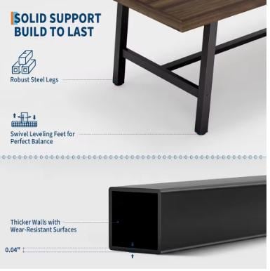 70.87" Long Industrial Dining Table for 6-8 People Large Kitchen Table with Sturdy Metal Frame Rectangular Customized