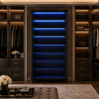 9-Tier LED Shoe Cabinet, 30 Pair Wood Storage Organizer, Adjustable Shelves, 64-Color Lights