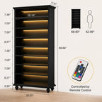 9-Tier LED Shoe Cabinet, 30 Pair Wood Storage Organizer, Adjustable Shelves, 64-Color Lights