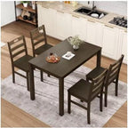 5-Piece Solid Wood Dining Set, Space-Saving Design, Elegant Walnut Finish