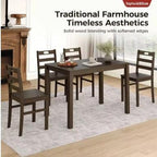 5-Piece Solid Wood Dining Set, Space-Saving Design, Elegant Walnut Finish