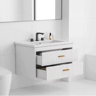 Floating Bathroom Vanity with Sink, Wall Mounted Modern Bathroom Vanity Cabinet with 2 Soft-Close Drawers