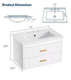 Floating Bathroom Vanity with Sink, Wall Mounted Modern Bathroom Vanity Cabinet with 2 Soft-Close Drawers