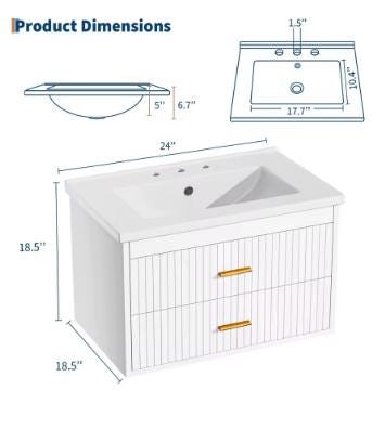 Floating Bathroom Vanity with Sink, Wall Mounted Modern Bathroom Vanity Cabinet with 2 Soft-Close Drawers
