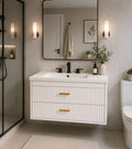 Floating Bathroom Vanity with Sink, Wall Mounted Modern Bathroom Vanity Cabinet with 2 Soft-Close Drawers
