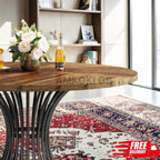 47" Farmhouse Round Dining Table For Six
