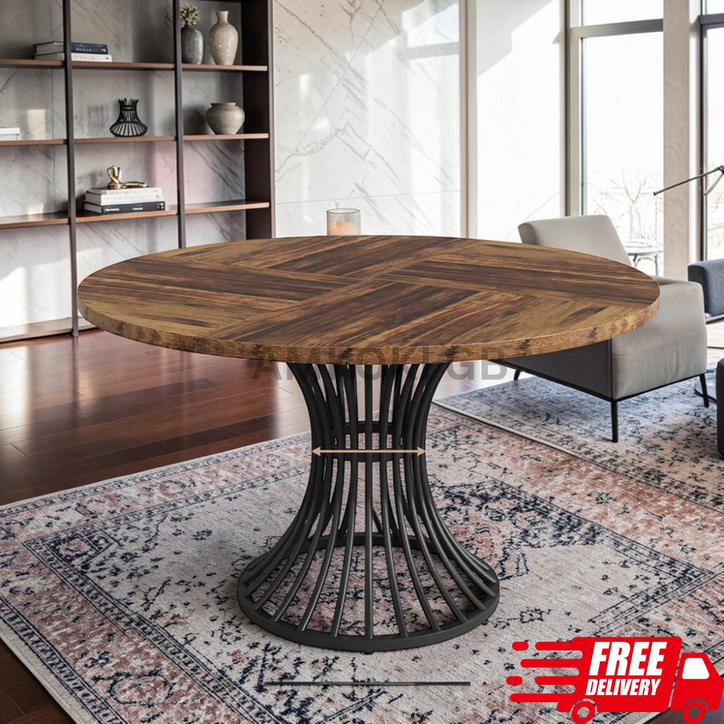 47" Farmhouse Round Dining Table For Six