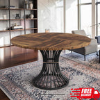 47" Farmhouse Round Dining Table For Six