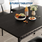 GarveeHome 5-Piece Dining Table Set for 4, Kitchen Table with Storage Rack & 4 Upholstered Chairs, Wood Top, Metal Frame, Black