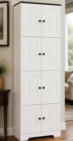 Farmhouse Tall Storage Cabinet with 8 Doors – 72"Pantry Cabinet, 4 Adjustable Shelves, Freestanding Storage Organizer for Kitchen,