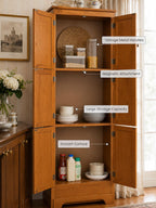 Farmhouse Tall Storage Cabinet with 8 Doors – 72"Pantry Cabinet, 4 Adjustable Shelves, Freestanding Storage Organizer for Kitchen,