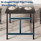 IDEALHOUSE 5-Piece Counter Height Dining Set for 4, Table with Footrest & Corner Protectors, 4 Upholstered Bar Stools, Rustic Black