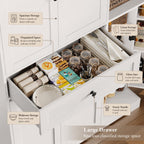 68” Tall Kitchen Pantry Cabinet with Drawer | White Freestanding Storage Cabinet with Doors & Shelves | Modern Kitchen Hutch Organizer