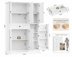 68” Tall Kitchen Pantry Cabinet with Drawer | White Freestanding Storage Cabinet with Doors & Shelves | Modern Kitchen Hutch Organizer