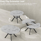 42"-58" Extendable Round Dining Table for 4-6, Oval Kitchen Table with Hidden Leaf, Storage Shelf & Metal Legs, Space-Saving Design