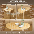 Solid Pine Drop Leaf Dining Table – Expandable Space Saving Kitchen Table for 4–6 People
