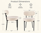DUMOS Set of 4 Dining Chairs, Mid Century Modern Upholstered Boucle Chairs with Curved Backrest, Black Metal Legs Kitchen & Living Room