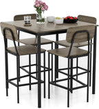 Giantex 5-Piece Counter Height Dining Table Set with 4 Bar Stools, Industrial Kitchen Dinette Set, Space Saving Dining Furniture