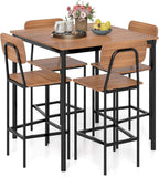 Giantex 5-Piece Counter Height Dining Table Set with 4 Bar Stools, Industrial Kitchen Dinette Set, Space Saving Dining Furniture