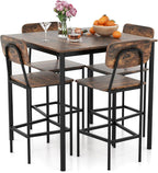 Giantex 5-Piece Counter Height Dining Table Set with 4 Bar Stools, Industrial Kitchen Dinette Set, Space Saving Dining Furniture