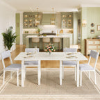 HUAHUU 5-Piece Extendable Dining Table Set for 4, Foldable Kitchen Table with 4 Upholstered Cushion Chairs, Rectangle Dining Set