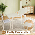 HUAHUU 5-Piece Extendable Dining Table Set for 4, Foldable Kitchen Table with 4 Upholstered Cushion Chairs, Rectangle Dining Set