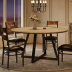 Garvee Round Dining Table Set – 5 Piece Rustic Brown Kitchen Furniture
