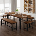 Extendable Dining Table Set for 4-8, 5-Piece Black MDF Wood Kitchen Furniture