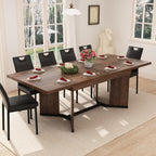 Extendable Farmhouse Dining Table, Seats 6-10, Rectangular Wooden Kitchen Table