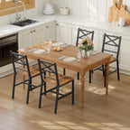 Dining Chair Set of 4, Rustic Farmhouse Kitchen Chairs with Backrest, Industrial Metal Frame Dining Chairs, Easy Assembly