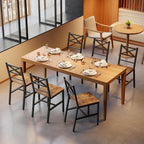 Dining Chair Set of 4, Rustic Farmhouse Kitchen Chairs with Backrest, Industrial Metal Frame Dining Chairs, Easy Assembly