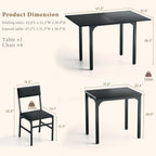 Extendable Dining Table Set for 4, Contemporary Kitchen Furniture, MDF Top, Metal Frame