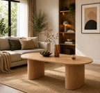 70.8" Oval Dining Table for 4-6 People, Modern Farmhouse Kitchen Table with Metal Frame, Natural Woodgrain Finish
