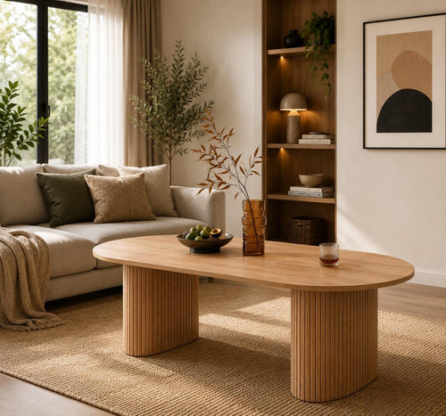 70.8" Oval Dining Table for 4-6 People, Modern Farmhouse Kitchen Table with Metal Frame, Natural Woodgrain Finish
