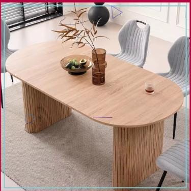70.8" Oval Dining Table for 4-6 People, Modern Farmhouse Kitchen Table with Metal Frame, Natural Woodgrain Finish