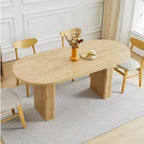 70.8" Oval Dining Table for 4-6 People, Wood Strip Base, Modern Farmhouse Large Kitchen Table for Home Living Room, Customized