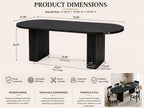 70.8" Oval Dining Table for 4-6 People, Wood Strip Base, Modern Farmhouse Large Kitchen Table for Home Living Room, Customized