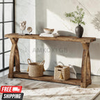 63" Solid Wood Farmhouse Console Table