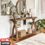 63" Solid Wood Farmhouse Console Table